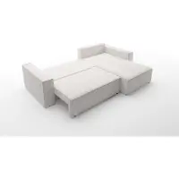 Fun-Möbel Ecksofa Schlafsofa Sofa CONOR PREMIUM Stoff Poso Marineblau Ottomane Rechts
