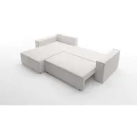 Fun-Möbel Ecksofa Schlafsofa Sofa CONOR PREMIUM Stoff Poso Hellgrau Ottomane Links