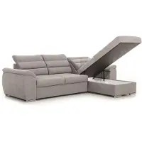 Fun-Möbel Ecksofa Schlafsofa Sofa PASCARA XS in Stoff Esito Dunkelblau Ottomane Rechts
