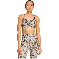Adidas Sport-BH PERFORMANCE "POWERREACT ESSENTIALS MIT LEICHTEM HALT UND PRINT", Damen, Gr. L, Cup C/D, beige (wonder aluminium, print), Obermaterial: 89% Polyester, 11% Elasthan, BHs Sport-BH