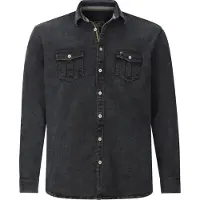 Jan Vanderstorm Jeanshemd "Jeanshemd OLAVIK", Herren, Gr. XL, weit, schwarz, Obermaterial: 70% Baumwolle CO. 28% Polyester COOLMAX PES(Coolmax). 2% Elasthan EL., Hemden Jeanshemd
