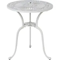 Beliani Garten Beistelltisch Cremeweiß Aluminium Rund mit Sonnenschirmloch Französischer Vintage Stil Antik-Optik Outdoor Balkon Terrasse Garten
