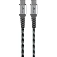 Goobay USB-C-auf-USB-C-Textilkabel mit Metallsteckern (spacegrau/silber), 0,15 m