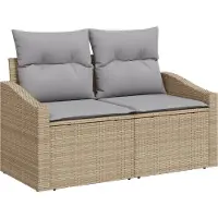 vidaXL Garten-Sofa mit Kissen 123 x 62 x 69 cm Poly-Rattan