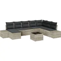 vidaXL Gartensofa-set 9 stk. Hellgrau Poly-Rattan