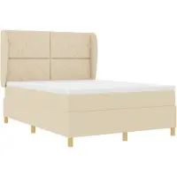 vidaXL Boxspringbett mit Matratze Dunkelgrau 90x190 cm Creme