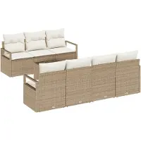 vidaXL Sofa Set 8 stk. 7-Sitzanzahl Beige und Creme Poly Rattan