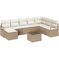 vidaXL Sofa Set 9 stk. Beige [Synthetisch]: Poly Rattan