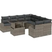 vidaXL Garten-Sofa-Set 9 Stk. Grau Poly Rattan
