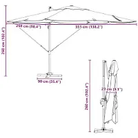 vidaXL Sonnenschirm 351 x 250 x 260 cm Polyester und Aluminium