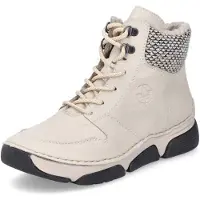 Rieker Damen sportliche Winterboots/ Schnürstiefeletten Beige Textil Synthetik Größe: 42