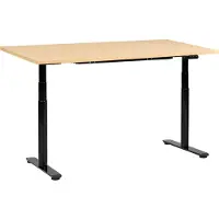 Beliani Schreibtisch Hellbraun u. Schwarz Melamin 160x72cm Elektrisch Höhenverstellbar Rechteckig USB Metallgestell Modern Büro Steh-Sitz Stehtisch