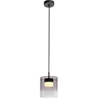 JUST LIGHT . LED-Hängeleuchte Elio, Rauchglas, 1-fl., schwarz