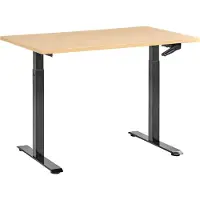 Beliani Schreibtisch Hellbraun u. Schwarz Melamin 120x60 cm Manuell Höhenverstellbar Rechteckig Kurbel Metallgestell Modern Büro Steh-Sitz Stehtisch