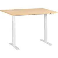 Beliani Schreibtisch Hellbraun u. Weiß Melamin 120x60cm Elektrisch Höhenverstellbar Rechteckig USB Metallgestell Modern Büro Steh-Sitz-Tisch Stehtisch