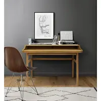 Woodman Schreibtisch "Carteret", braun (eiche), B:115cm H:84cm T:44cm, Tische, Schreibtisch, edles Holzfurnier aus Eiche, Gestell Massivholz, Breite 115 cm