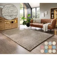 Otto Home Wollteppich "Pirker, handgewebt", braun, B:170cm H:12mm L:240cm, Schurwolle, Teppiche, Wollteppich, Handwebteppich, meliert, reine Wolle, Wendeteppich, Scandi, Wohnzimmer