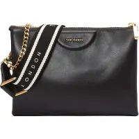 Ted Baker Leder Umhängetasche Schultertasche Esille Webbing Crossbody Bag Black schwarz
