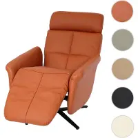 Mendler Relaxsessel HWC-L10, Design Fernsehsessel TV-Sessel Liegesessel, Liegefunktion drehbar terracotta-braun
