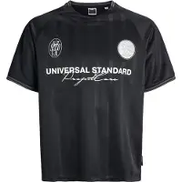 Jack & Jones Trainingsshirt "JCOCOVER RETRO FOOTBALL TEE SS LN", Herren, Gr. XS, schwarz, Jersey, Obermaterial: 100% Polyester, bedruckt, relaxed fit, Rundhals, Shirts Trainingsshirt
