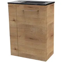 Fackelmann Waschtisch "SBC", braun (braun, braun, ast, eiche optik), B:45cm H:61,5cm T:25cm, Glas, Holzwerkstoff, Waschtische, Waschtisch, bestehend aus Becken und Unterbau, Breite ca. 45 cm