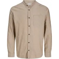 Jack & Jones Langarmhemd "JJEBAND MELANGE SHIRT L/S SN", Herren, Gr. M, N-Gr, beige (oatmeal), Web, Obermaterial: 100% Baumwolle, regular fit, Hemden Langarmhemd