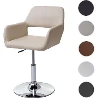 Mendler Einzelstück | Esszimmerstuhl HWC-A50 III, Stuhl Küchenstuhl, Retro 50er Jahre, Kunstleder ~ creme, C