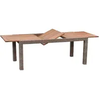 Merxx Geflechtausziehtisch 180/240 x 100 cm - Aluminiumgestell mit Kunststoffgeflecht Natur und Akazienholz