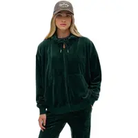 Superdry für Damen. W2012544A Country Club Velour Ziphood grün (S), Lässig, Polyester