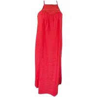 Superdry für Damen. W8011672A Langes Strandkleid Koralle mit Neckholder-Ausschnitt (S), Lässig, Viskose, Ärmellos / Hosenträger