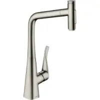 Hansgrohe Metris Select M71 Einhebel-Küchenmischer 320, Ausziehbrause, 2-jet, 73820800, Farbe: Edelstahl-finish