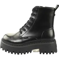 Buffalo Aspen Lace Up Damenschuhe Stiefel Reißverschluss Schnürstiefel Schwarz Freizeit