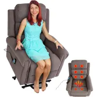 Mendler Fernsehsessel HWC-K63, Relaxsessel Sessel, Liegefunktion Aufstehhilfe Massage Heizfunktion, Stoff/Te
