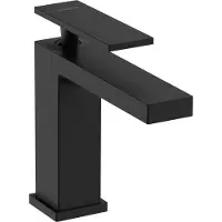 Hansgrohe Tecturis E Einhebel-Waschtischmischer 110, Ausladung 144mm, Zugstangen-Ablaufgarnitur, CoolStart, 73018670, Farbe: Mattschwarz