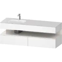 Duravit Collection One Einbauwaschtisch mit Konsolenwaschtischunterbau, 1600x550x600mm, Nische Weiß hochglänzend, Becken links, QA4795022180010, Farbe: Weiß Matt/mit Nischenbeleuchtung