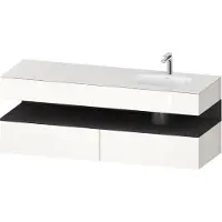 Duravit Collection One Einbauwaschtisch mit Konsolenwaschtischunterbau, 1600x550x600mm, Nische Graphit Supermatt, Becken rechts, QA4796080220000, Farbe: Weiß Hochglanz