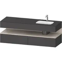 Duravit Collection One Einbauwaschtisch mit Konsolenwaschtischunterbau, 1600x550x600mm, Nische Taupe Matt, Becken rechts, QA4796091490010, Farbe: Graphit Matt/mit Nischenbeleuchtung