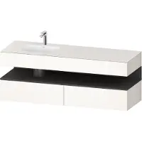 Duravit Collection One Einbauwaschtisch mit Konsolenwaschtischunterbau, 1600x550x600mm, Nische Graphit matt, Becken links, QA4795049220010, Farbe: Weiß Hochglanz/mit Nischenbeleuchtung