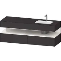 Duravit Collection One Einbauwaschtisch mit Konsolenwaschtischunterbau, 1600x550x600mm, Nische Weiß hochglänzend, Becken rechts, QA4796022800010, Farbe: Graphit Supermatt/mit Nischenbeleuchtung