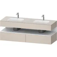 Duravit Collection One Einbauwaschtisch mit Konsolenwaschtischunterbau, 1600x550x600mm, Nische Weiß Matt, Doppelwaschtisch, QA4797018910010, Farbe: Taupe Matt/mit Nischenbeleuchtung