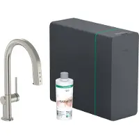 Hansgrohe Aqittura M91 - Spültischarmatur mit ausziehbarem Auslauf, SodaSystem, SBox, Edelstahl 76836800