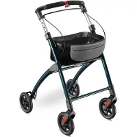 Aktiv shop GmbH ELONEO Wohnungsrollator 54cm breit, faltbar und leicht, inkl. Tablett & Stoffkorb, Rollator schmal für die Wohnung, Indoor-Rollator, klappbar, Aluminium,Mobilität für Zuhause anthrazit