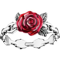 Thomas Sabo Fingerring "Roses Romance" Gr. 56, bunt (silberfarben, rot), Fingerringe, Damen, 56, Silber 925 (recycelt), 4,5mm, Fingerring