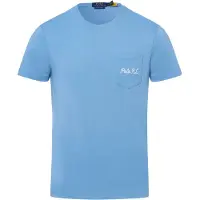 Ralph Lauren für Herren. 710P00084001 Strick-T-Shirt mit blauem Polo-Bär (L), Lässig, Baumwolle, Kurzarm
