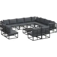 vidaXL Gartensofa-set 13 stk. Schwarz Aluminium