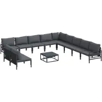 vidaXL Gartensofa-set 12 stk. Schwarz Stahl