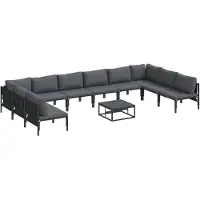 vidaXL Gartensofa-set 11 stk. Schwarz Stahl