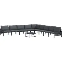 vidaXL Gartensofa-set 10 stk. Schwarz Stahl