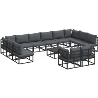 vidaXL Gartensofa-set 13 stk. Schwarz Aluminium
