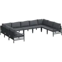 vidaXL Gartensofa-set 9 stk. Schwarz Stahl